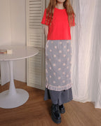 rose motif frill sheer skirt