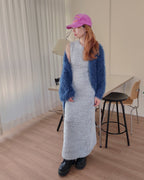 glossy shaggy knit mermaid long dress