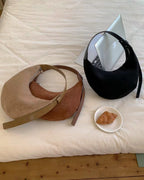 faux suede half moon bag