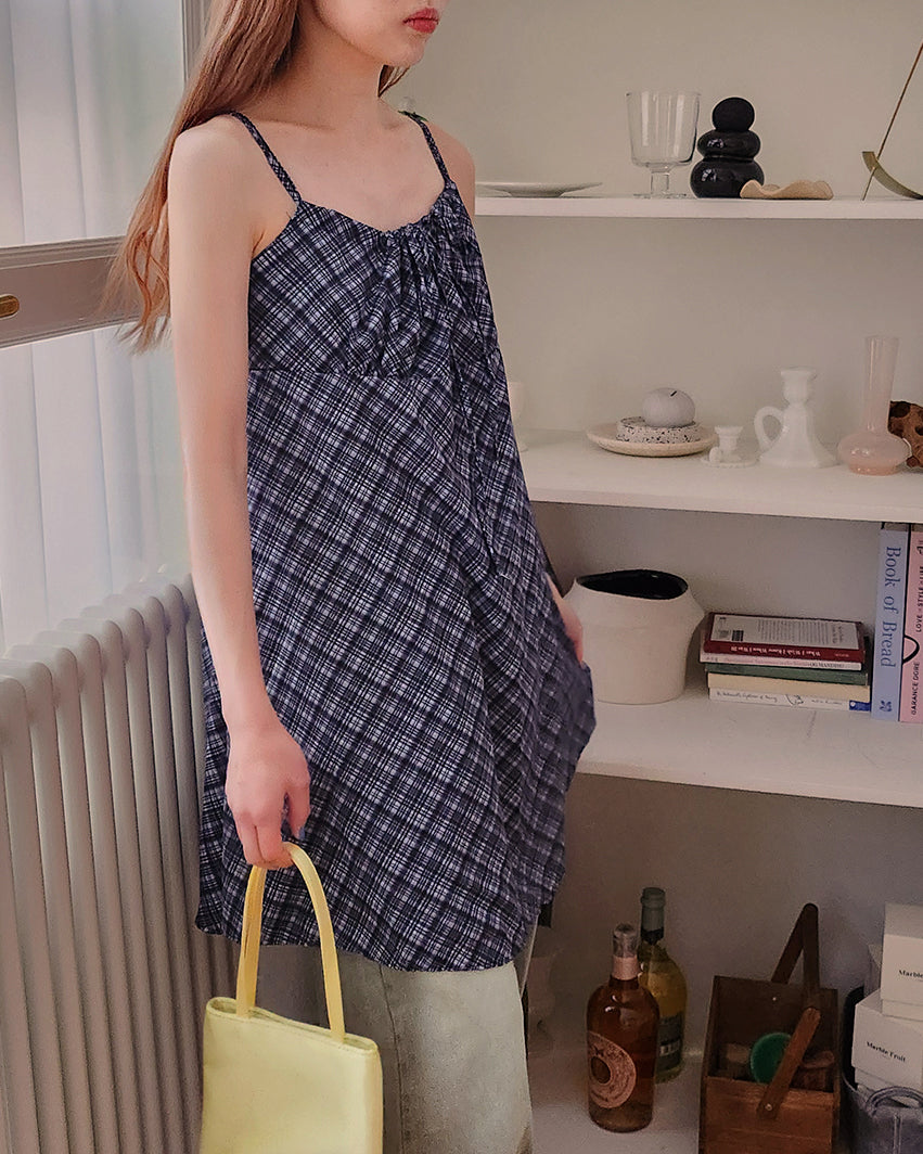 check camisole mini dress