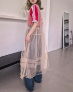 sheer layered waist frill tulle dress