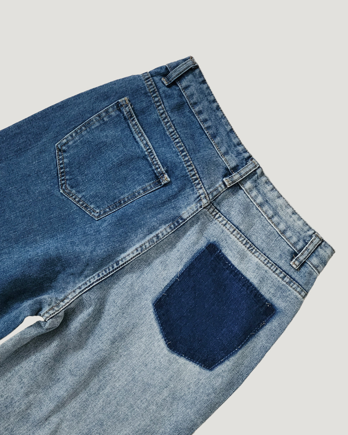 side ripped switching denim