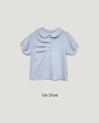 dot puff sleeve collar T