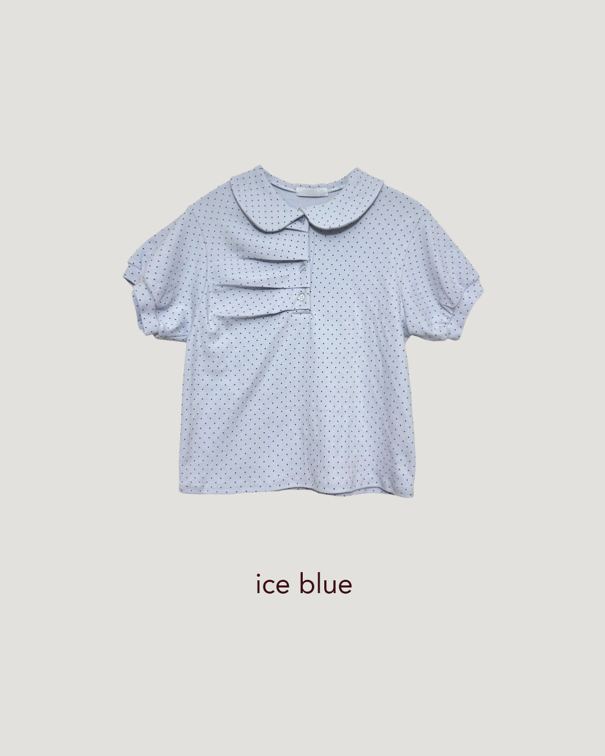 dot puff sleeve collar T