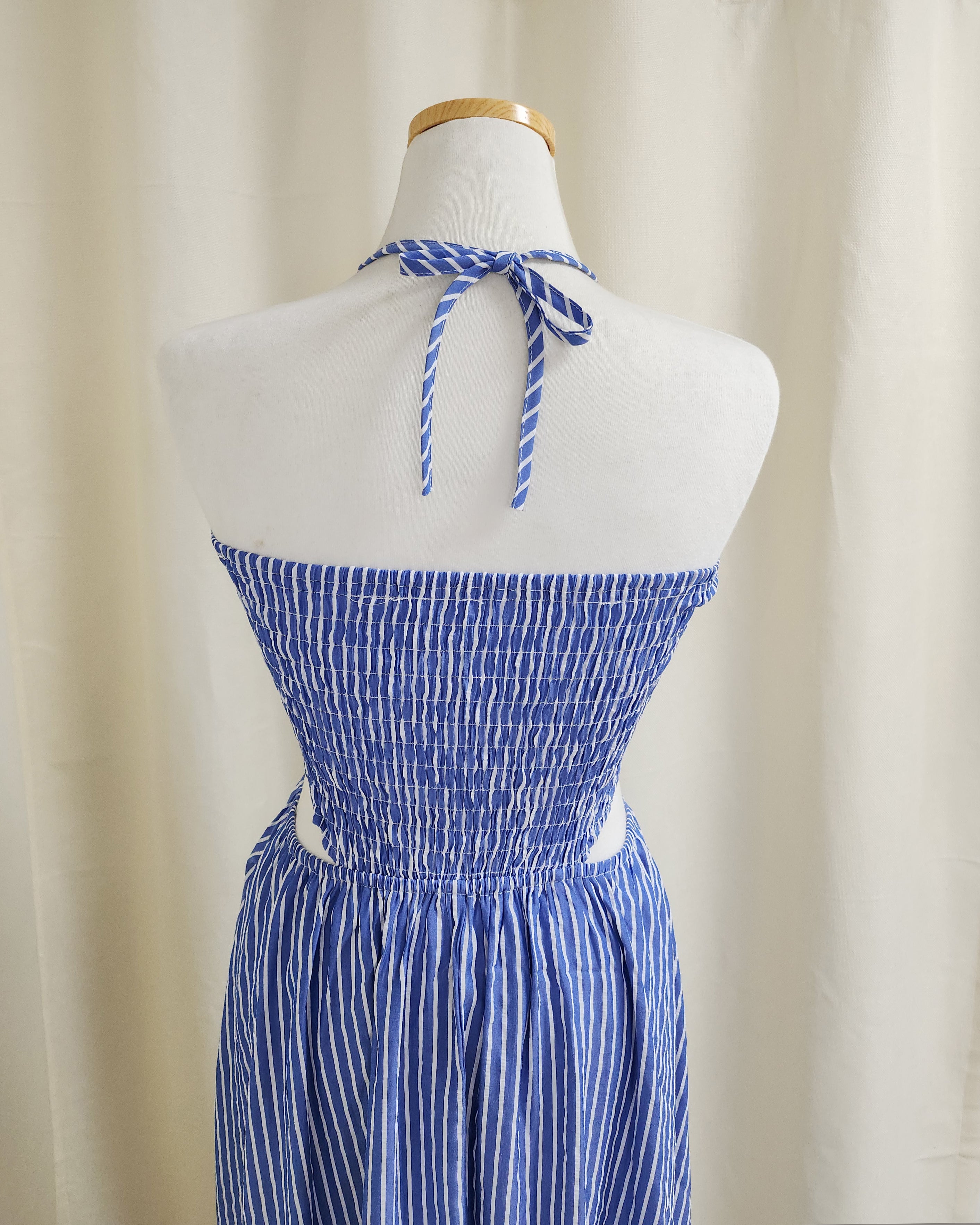 cut out stripe long dress