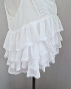 V neck tiered chiffon sleeveless  blouse