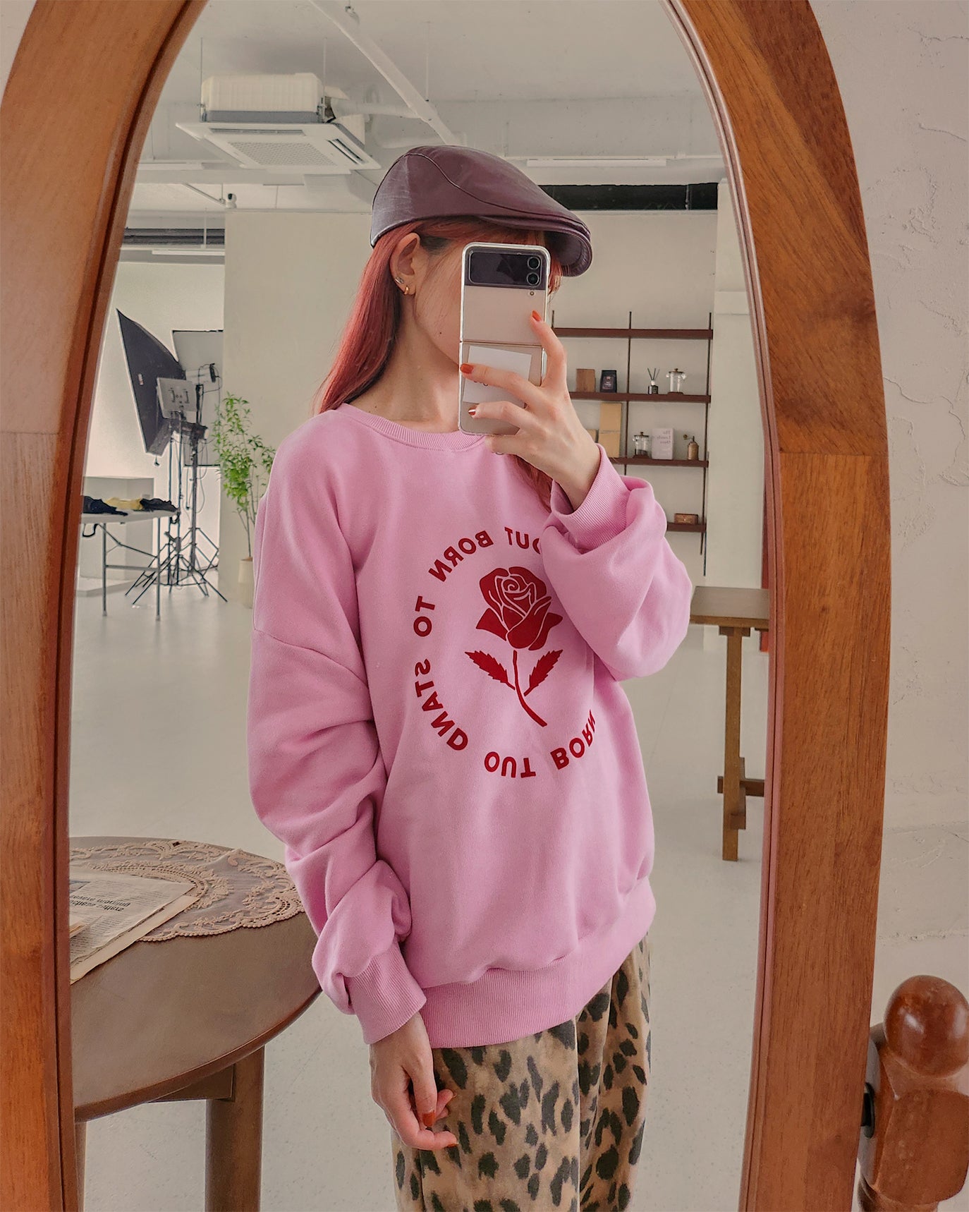 rose motif sweatshirt