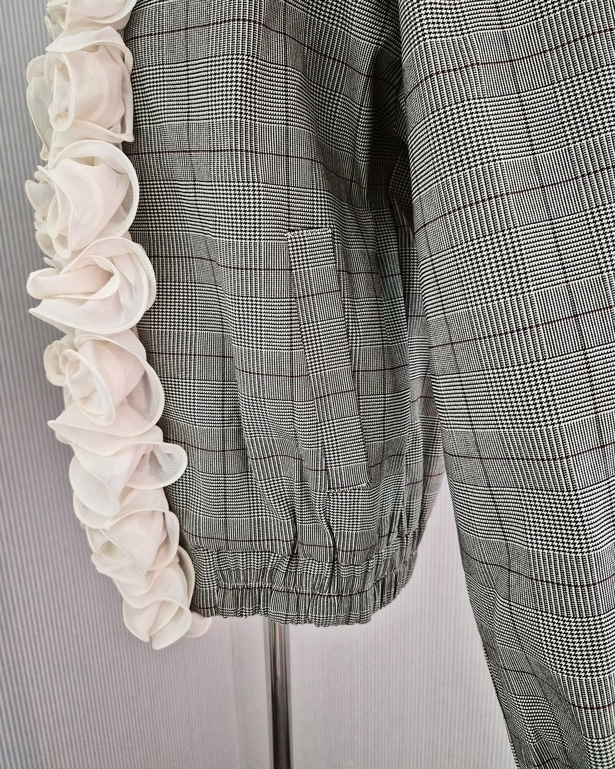 glen check frill jacket