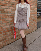 shirring balloon mini dress