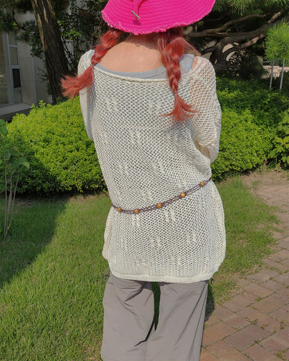 oversize mesh knit (belt SET)