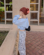 flower pattern boot cut sweat pants