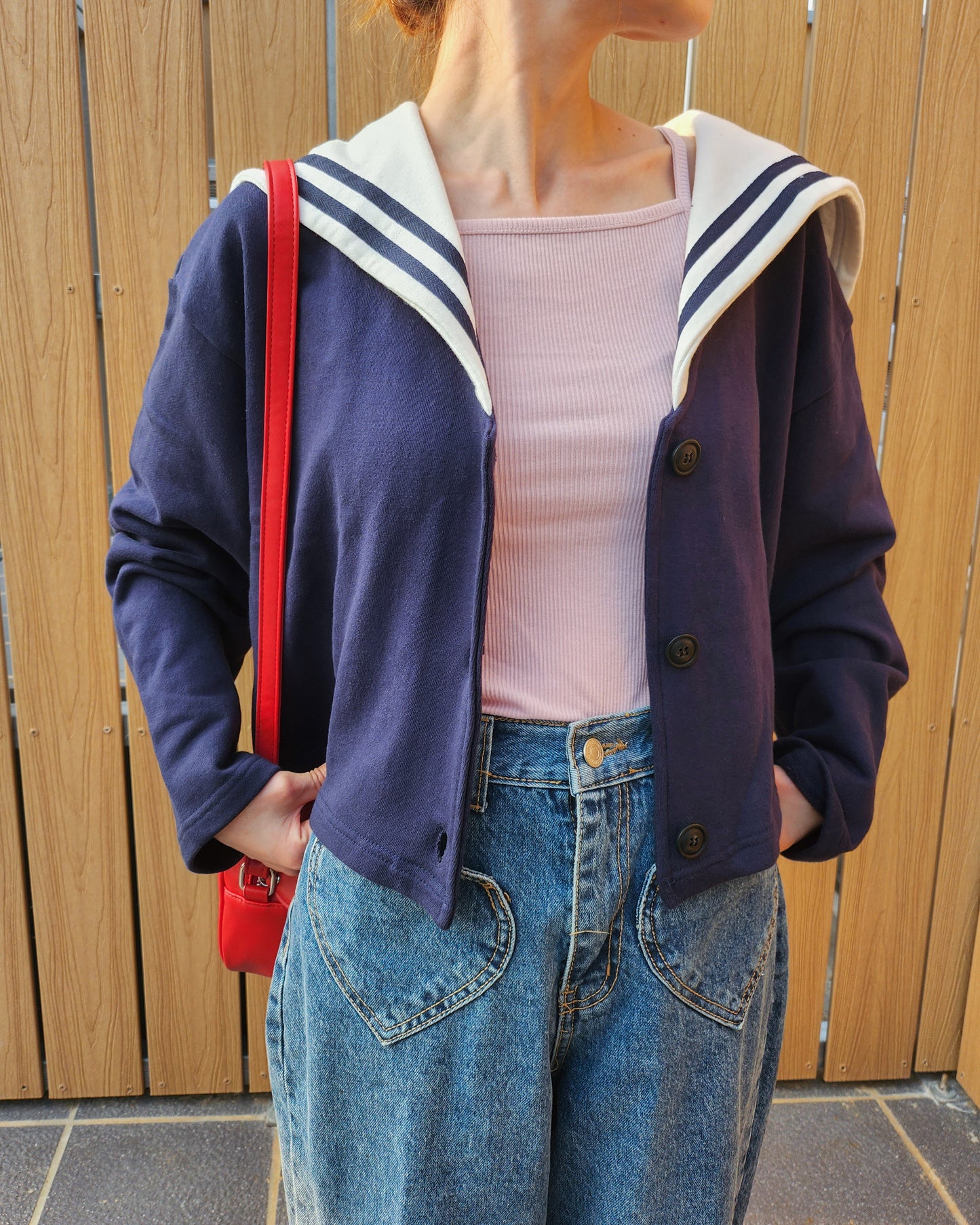 sailor collar sweat cardigan