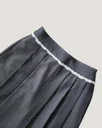 lace point pleated midi skirt