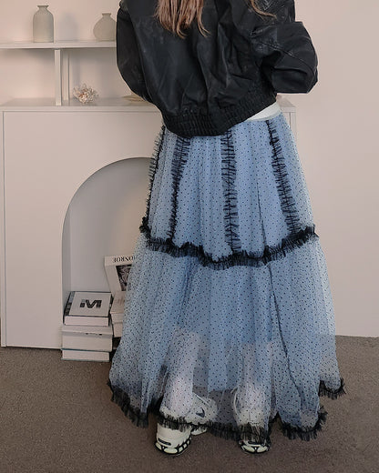 dot frill volume tulle skirt