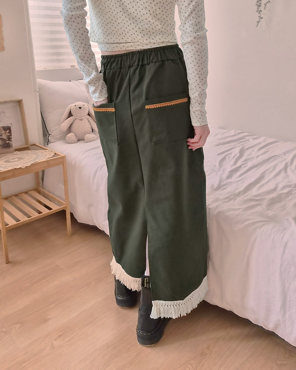 fringe design long skirt
