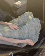 tiered frill sheer long dress
