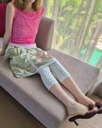 flower button point capri leggings