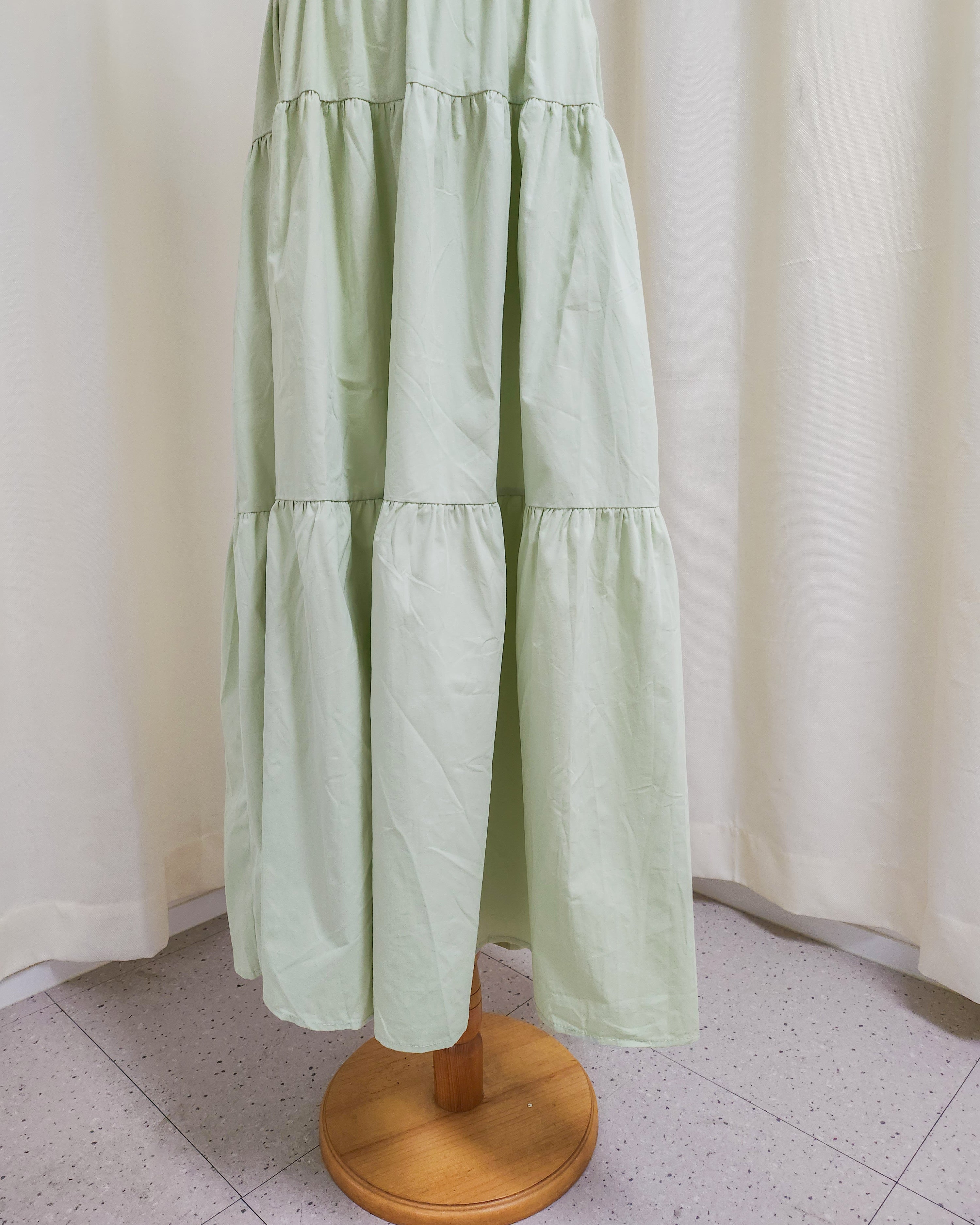 shirring bustier cotton long dress