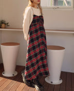 check camisole flare dress