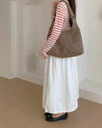 stitch pattern faux leather shoulder bag