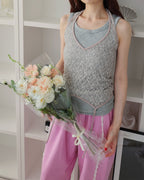 lace sheer halter neck bustier