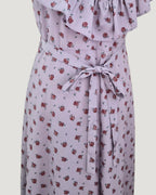 rose pattern frill long dress