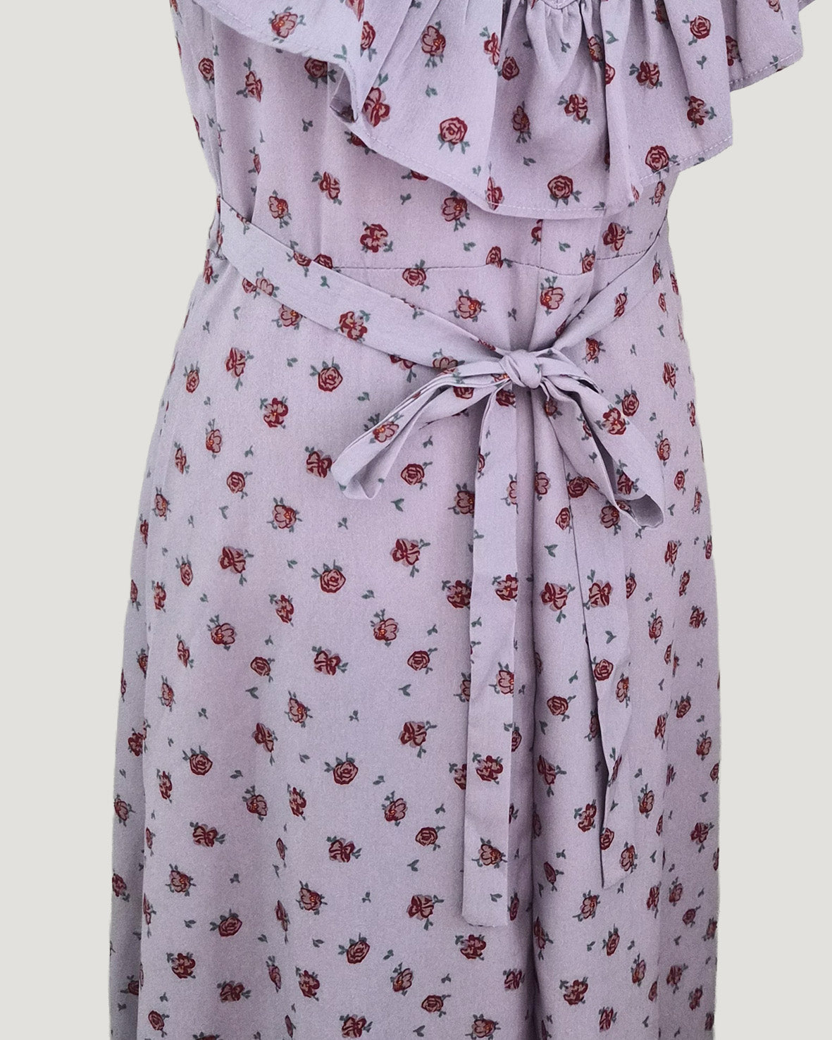 rose pattern frill long dress