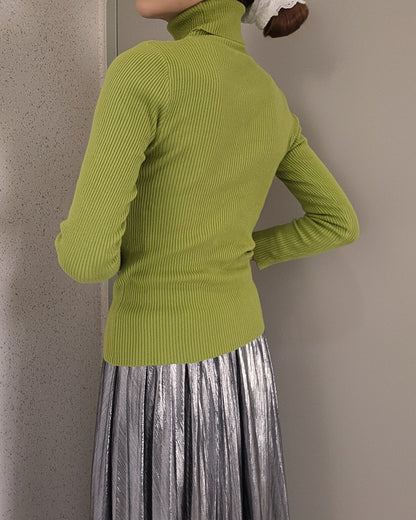 color turtleneck rib knit