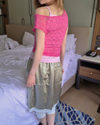 lace sheer french sleeve top