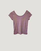 color stripe U neck T