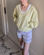 V neck light sweat hood T