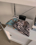 90's zebra knit beanie