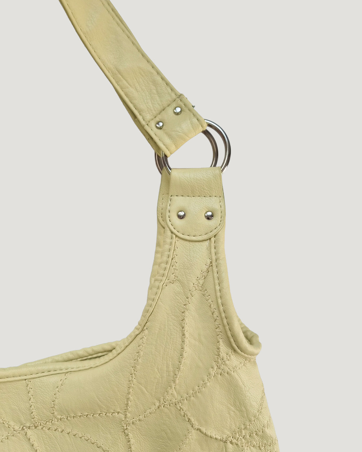 stitch pattern faux leather shoulder bag