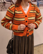 multi stripe knit cardigan