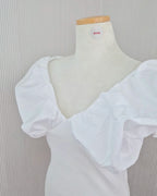 V neck puff shoulder top