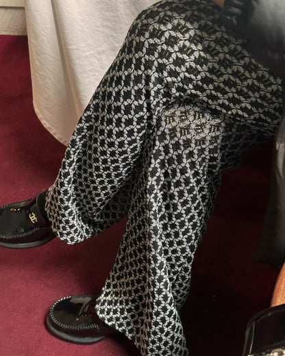 lace sheer boot cut pants