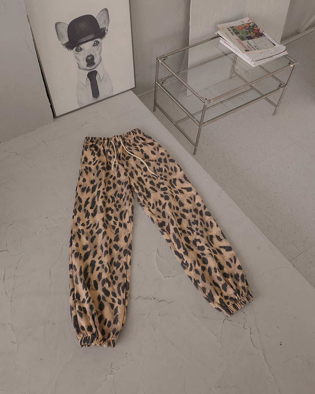 leopard sweat jogger pants
