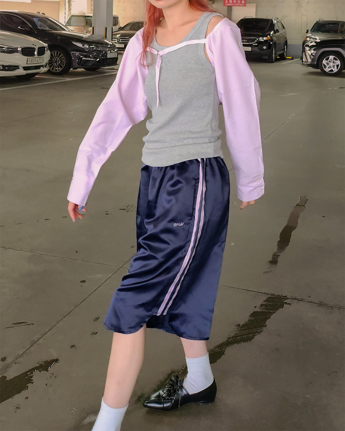 track satin bermuda pants