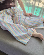 multi stripe wide pants