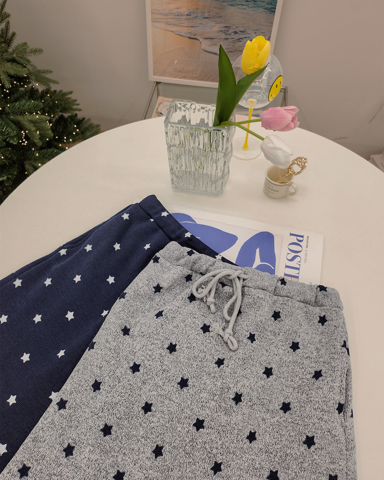 star pattern knit long skirt