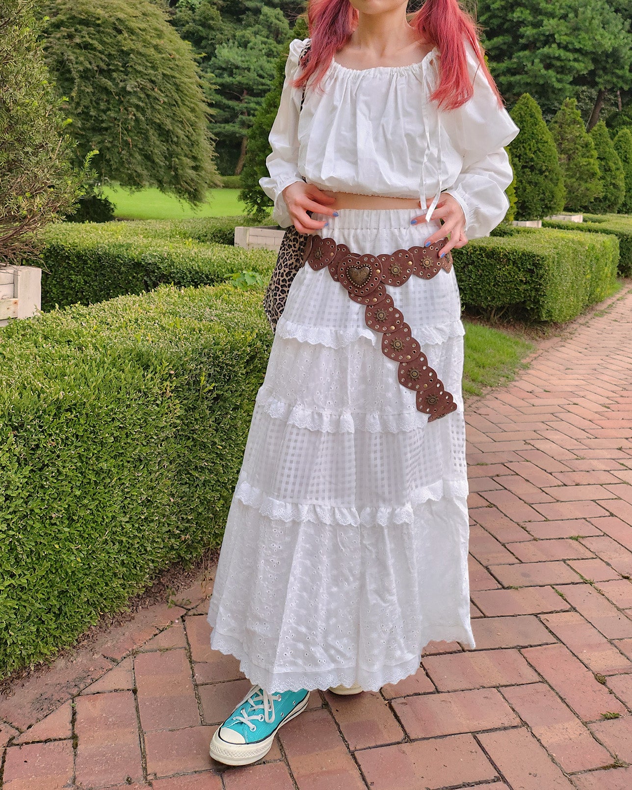 cotton tired long skirt