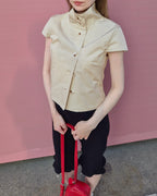 stand collar button point shirt