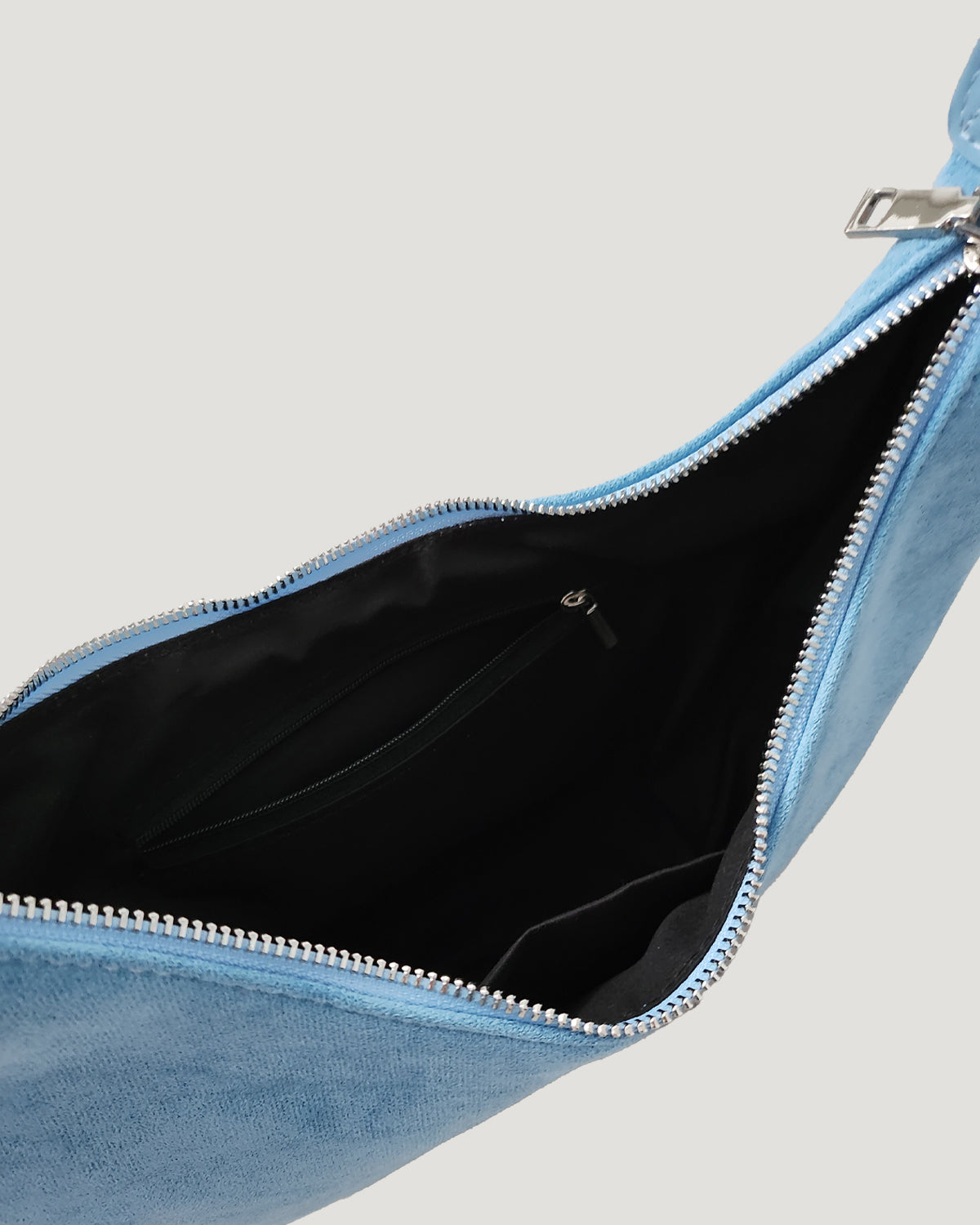 faux suede half moon bag