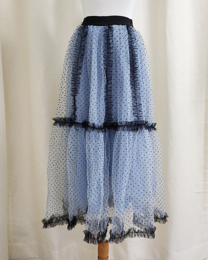 dot frill volume tulle skirt