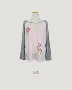flower raglan sleeve T