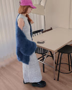 glossy shaggy knit mermaid long dress