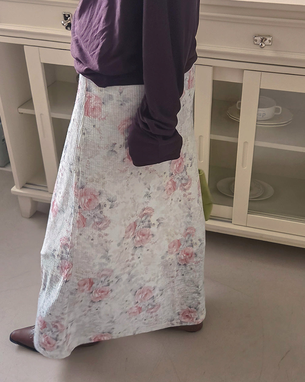 blurred rose long skirt