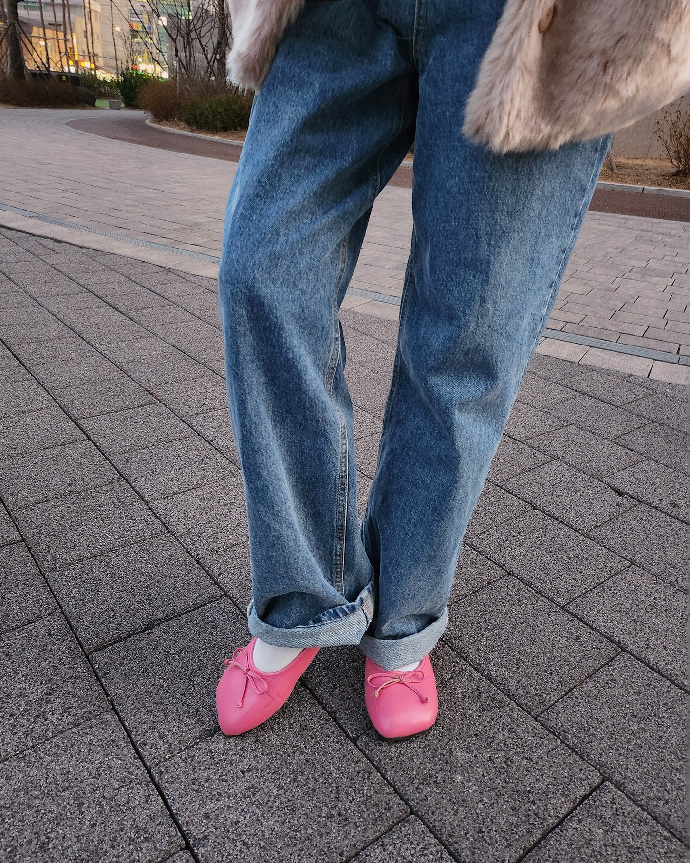 ribbon rounded square toe shoes