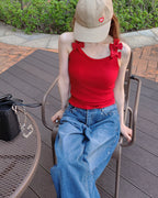 ribbon SET sleeveless knit