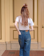 side studs wide denim